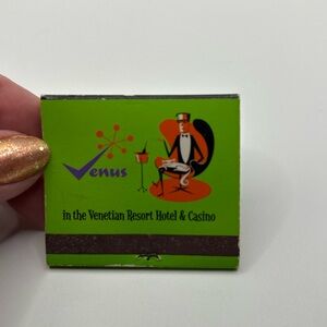 VENUS Black Matchbook with Lime Green, Purple & Orange Retro Logo